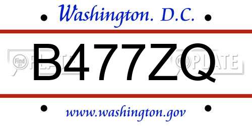 B477ZQ District Of Columbia License Plate