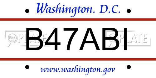 B47ABI District Of Columbia License Plate