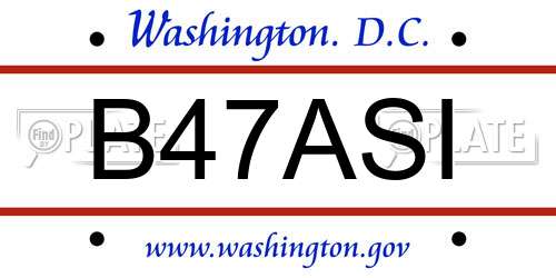B47ASI District Of Columbia License Plate