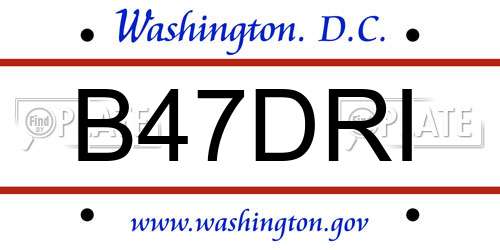 B47DRI District Of Columbia License Plate