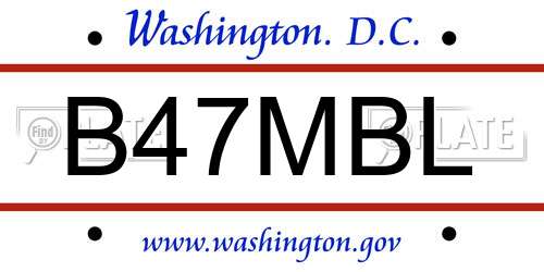 B47MBL District Of Columbia License Plate