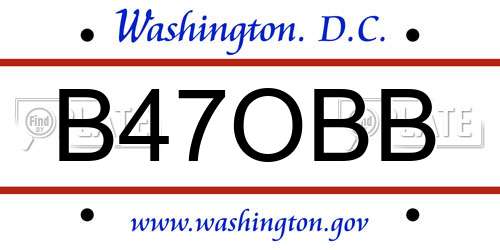 B47OBB District Of Columbia License Plate
