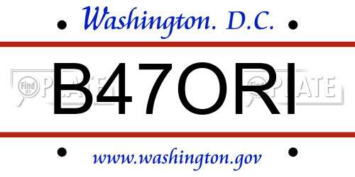 B47ORI District Of Columbia License Plate