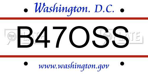 B47OSS District Of Columbia License Plate