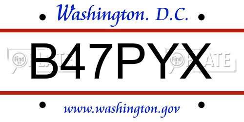 B47PYX District Of Columbia License Plate