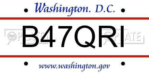 B47QRI District Of Columbia License Plate