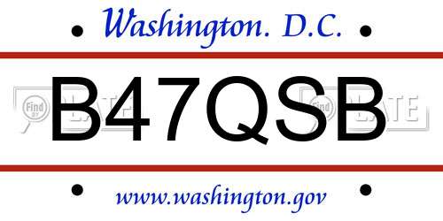 B47QSB District Of Columbia License Plate