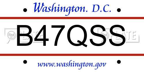 B47QSS District Of Columbia License Plate