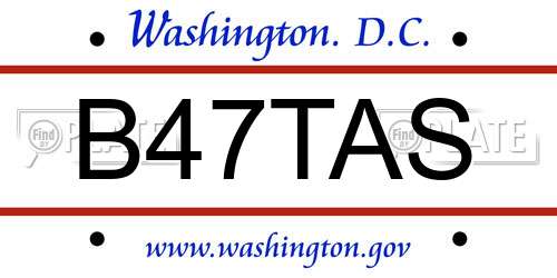 B47TAS District Of Columbia License Plate
