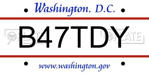 B47TDY District Of Columbia License Plate