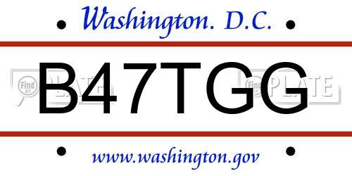 B47TGG District Of Columbia License Plate