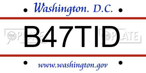 B47TID District Of Columbia License Plate