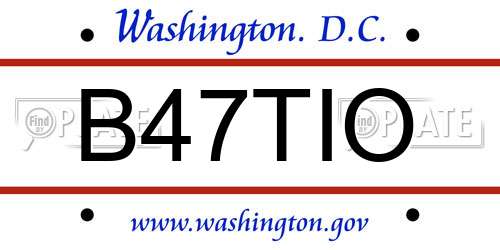 B47TIO District Of Columbia License Plate
