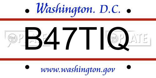 B47TIQ District Of Columbia License Plate