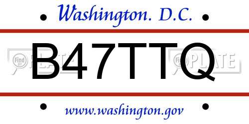 B47TTQ District Of Columbia License Plate