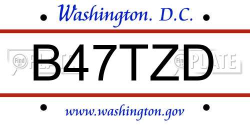 B47TZD District Of Columbia License Plate