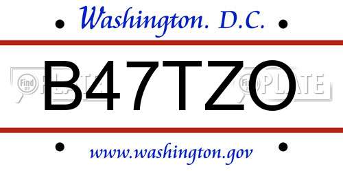 B47TZO District Of Columbia License Plate