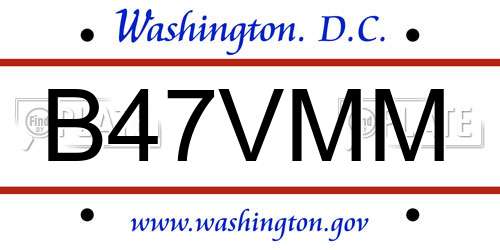 B47VMM District Of Columbia License Plate