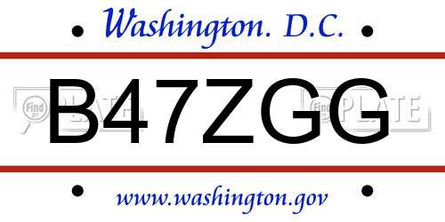 B47ZGG District Of Columbia License Plate