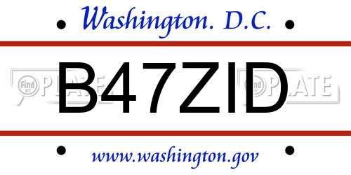B47ZID District Of Columbia License Plate