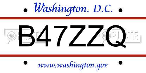 B47ZZQ District Of Columbia License Plate