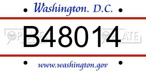 B48014 District Of Columbia License Plate