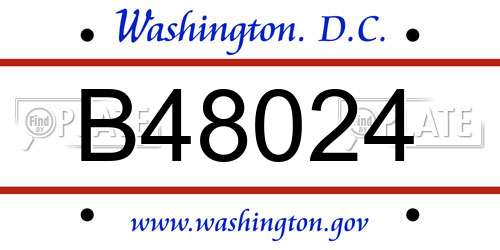 B48024 District Of Columbia License Plate