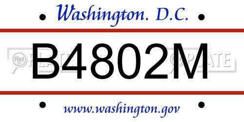 B4802M District Of Columbia License Plate