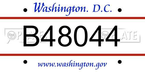 B48044 District Of Columbia License Plate