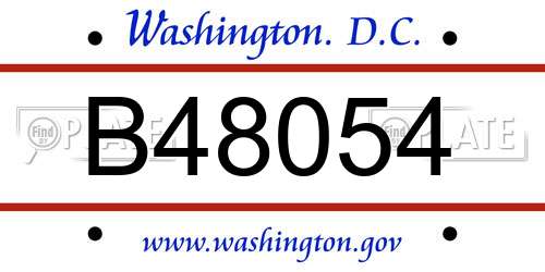 B48054 District Of Columbia License Plate