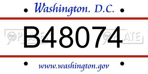 B48074 District Of Columbia License Plate
