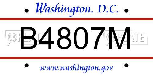 B4807M District Of Columbia License Plate