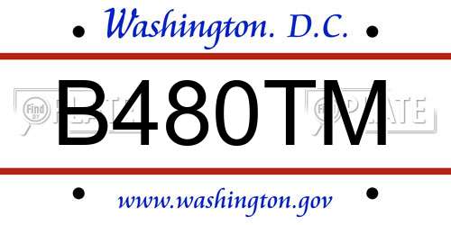 B480TM District Of Columbia License Plate