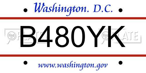 B480YK District Of Columbia License Plate