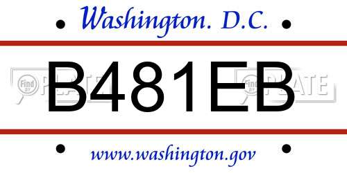 B481EB District Of Columbia License Plate