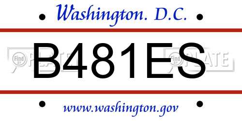 B481ES District Of Columbia License Plate