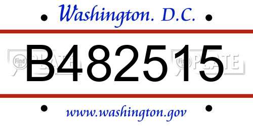 B482515 District Of Columbia License Plate