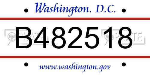 B482518 District Of Columbia License Plate