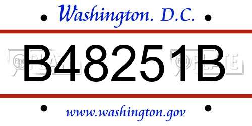 B48251B District Of Columbia License Plate