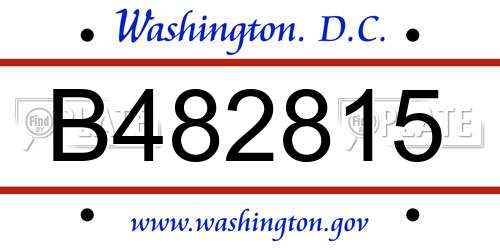 B482815 District Of Columbia License Plate