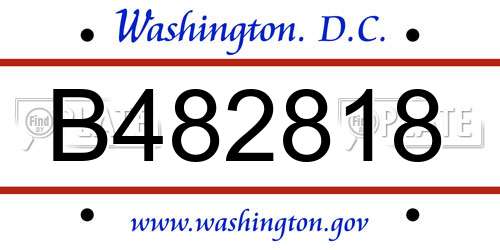B482818 District Of Columbia License Plate