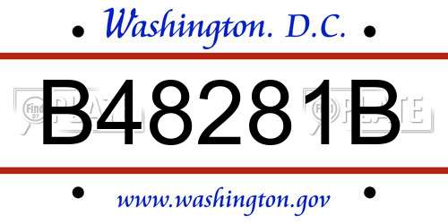 B48281B District Of Columbia License Plate