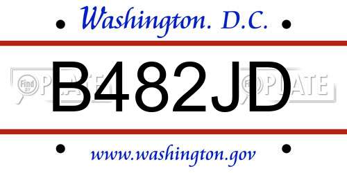 B482JD District Of Columbia License Plate