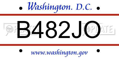 B482JO District Of Columbia License Plate