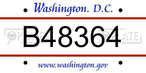 B48364 District Of Columbia License Plate