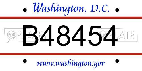 B48454 District Of Columbia License Plate