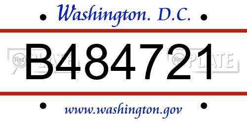 B484721 District Of Columbia License Plate