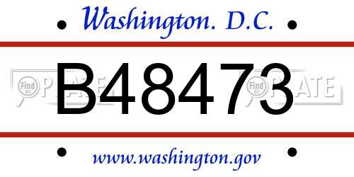 B48473 District Of Columbia License Plate