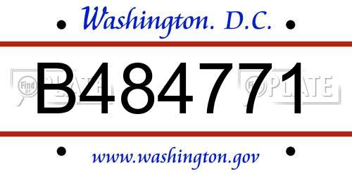 B484771 District Of Columbia License Plate