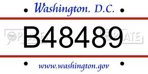 B48489 District Of Columbia License Plate
